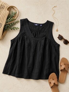 Lands’ End Black 100% Linen Sleeveless Top – Women’s Plus Size 2X